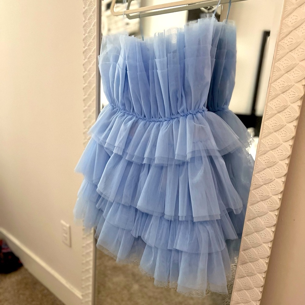Baby Blue Tiered tulle dress. Size medium